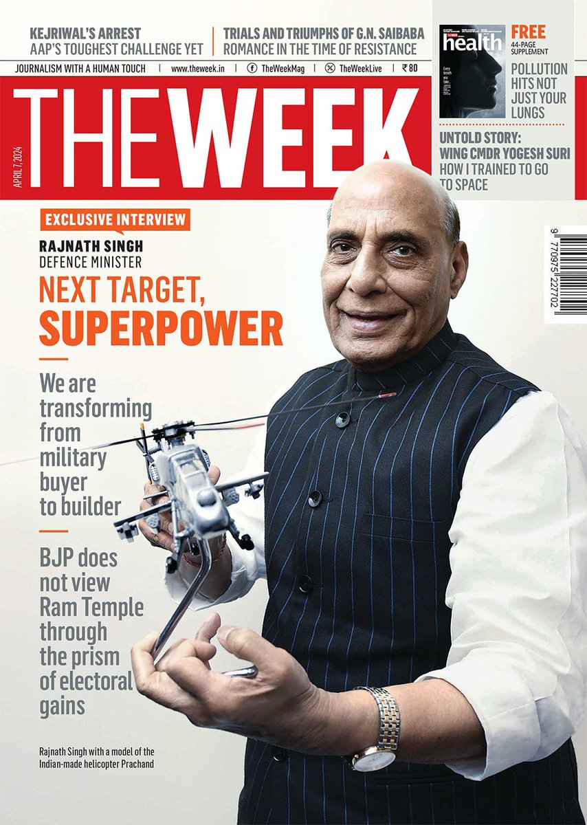 Sharing an extensive interview with @TheWeekLive, in which I have talked about a range of issues. I shared my views on how the Government under PM Shri @narendramodi’s leadership is transforming the defence sector and also bringing positive change in the lives of 140 crore…