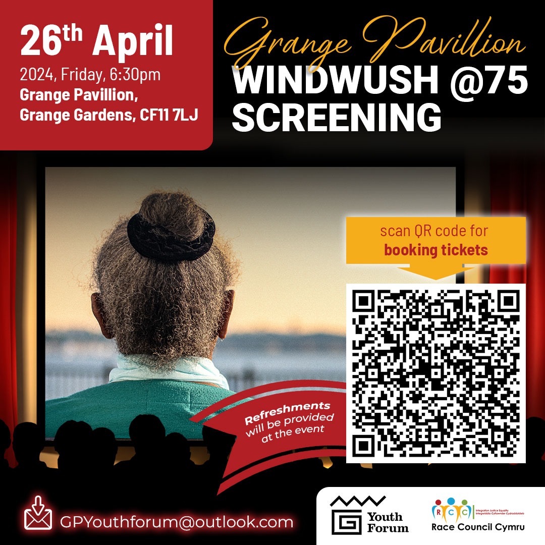 Windrush Cymru @75 Screening (12A) 👉🏾Fri 26th April 2024 6:30PM @gpyouthforum is proud to be hosting a screening of the Windrush Cymru @75 film commissioned by Race Council Cymru. We would recommend booking a ticket before you arrive to secure a seat - it's free!