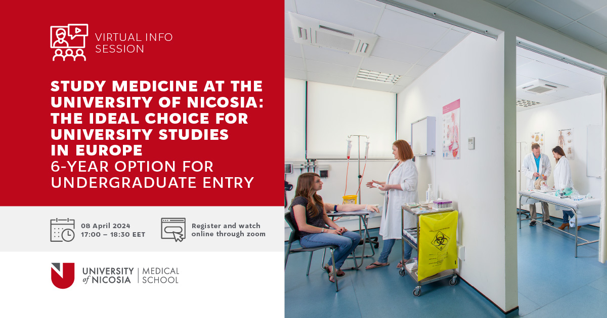 🎯 Take your first step to becoming a doctor now! Learn more about the 6-year Doctor of Medicine (MD) Degree, discuss questions with Course Directors, current students and our Admissions team live and take a virtual tour of our campus. Register Now⤵️ med.unic.ac.cy/?p=10001037