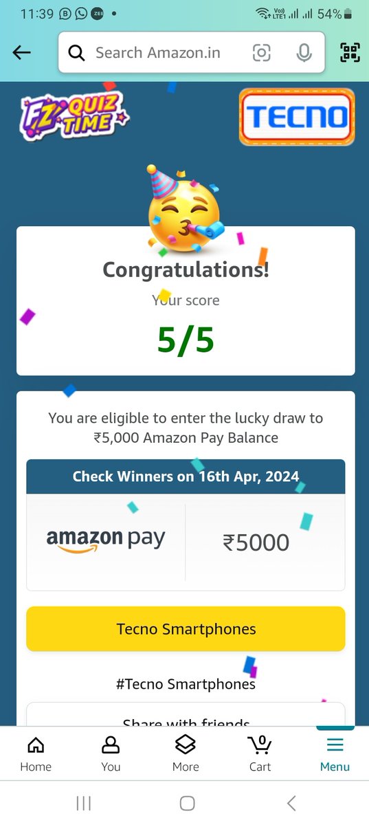 Jig8889's tweet image. #TecnoSmarthphones 
@MunmunD77420711 
@PritiNivoriya @kavita196 
Lucky to won this contest 🌹 💐 
@amazon 
@amazonIN