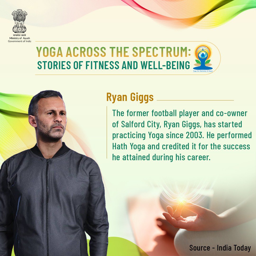 Ryan Giggs has attributed a significant part of his success as a top-class footballer to his practice of Hatha Yoga. Giggs began practicing Yoga in 2003 and has since been a strong advocate for its benefits. #YogaAcrossTheSpectrum #IDY2024 #InternationalDayOfYoga2024