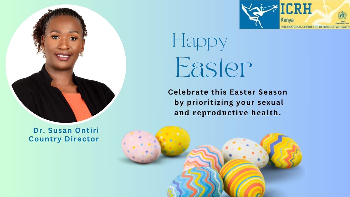 The management and staff of ICRH-K wish all our partners and stakeholders a healthy and joyful Easter Let's use this day to reflect on the importance of sexual and reproductive health in ensuring overall well-being. 🌷💙 #happyeaster2024 #SexualHealth #ReproductiveHealth
