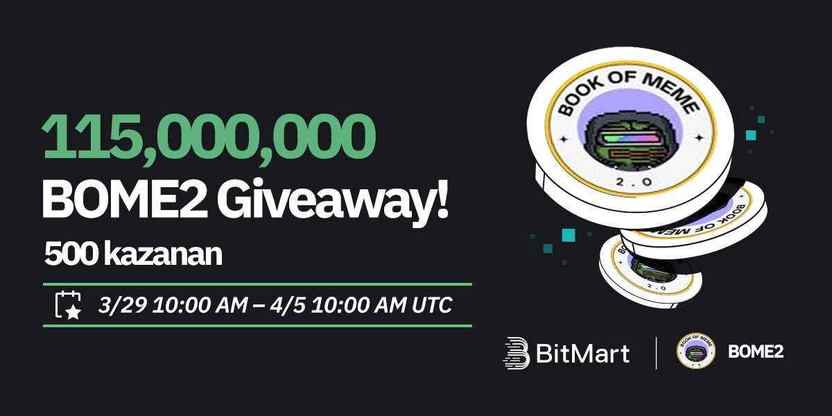 🌟 #BitMart X #BOME2 #Airdrop 🌟

1⃣Follow <a href="/BitMartExchange/">BitMart</a> &amp; <a href="/BitMartResearch/">BitMart Research｜$BMX HODLer</a> &amp; <a href="/bookofmeme2sol/">Book Of Meme 2.0</a>
2⃣Join t.me/BitMartExchange &amp; t.me/bookofmeme2sol
3⃣RT &amp; Tag 3 frds &amp; Like
4⃣Fill in forms.gle/1H8DEYkifSTZfB…

🎁 500 winners / 115,000,000 BOME2
Register 👉