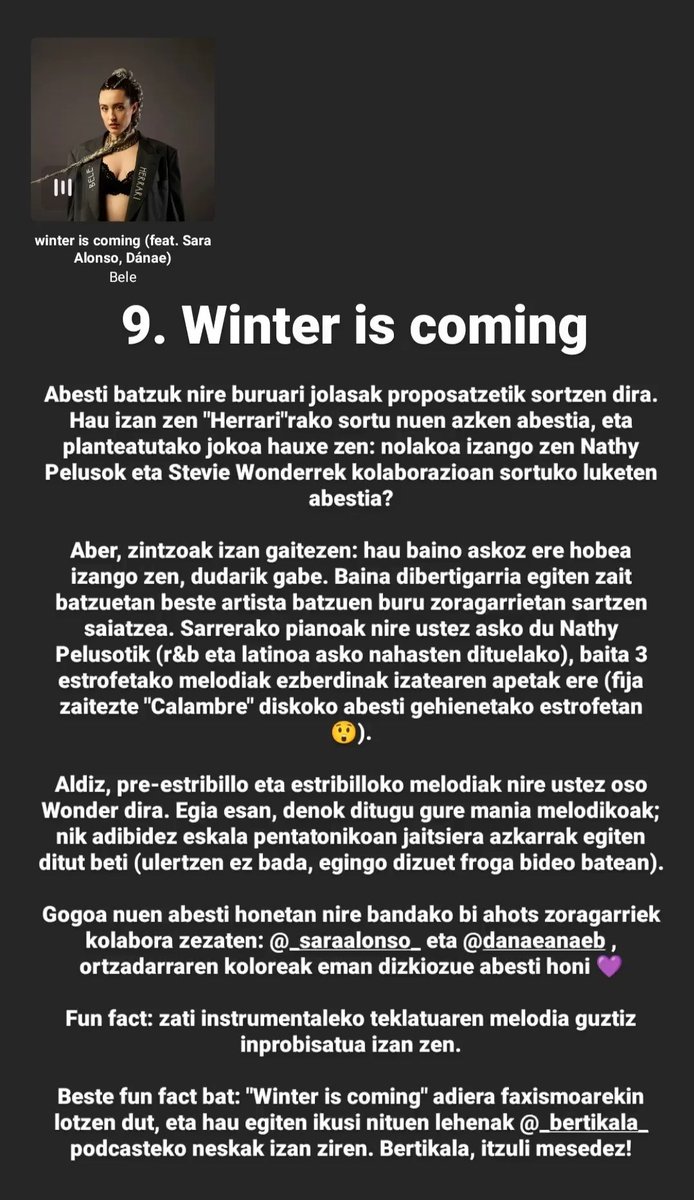 "Herrari"ren zertzeladak:
9. Winter is coming (ft. Sara Alonso + Dánae)
open.spotify.com/track/7ATbR769…