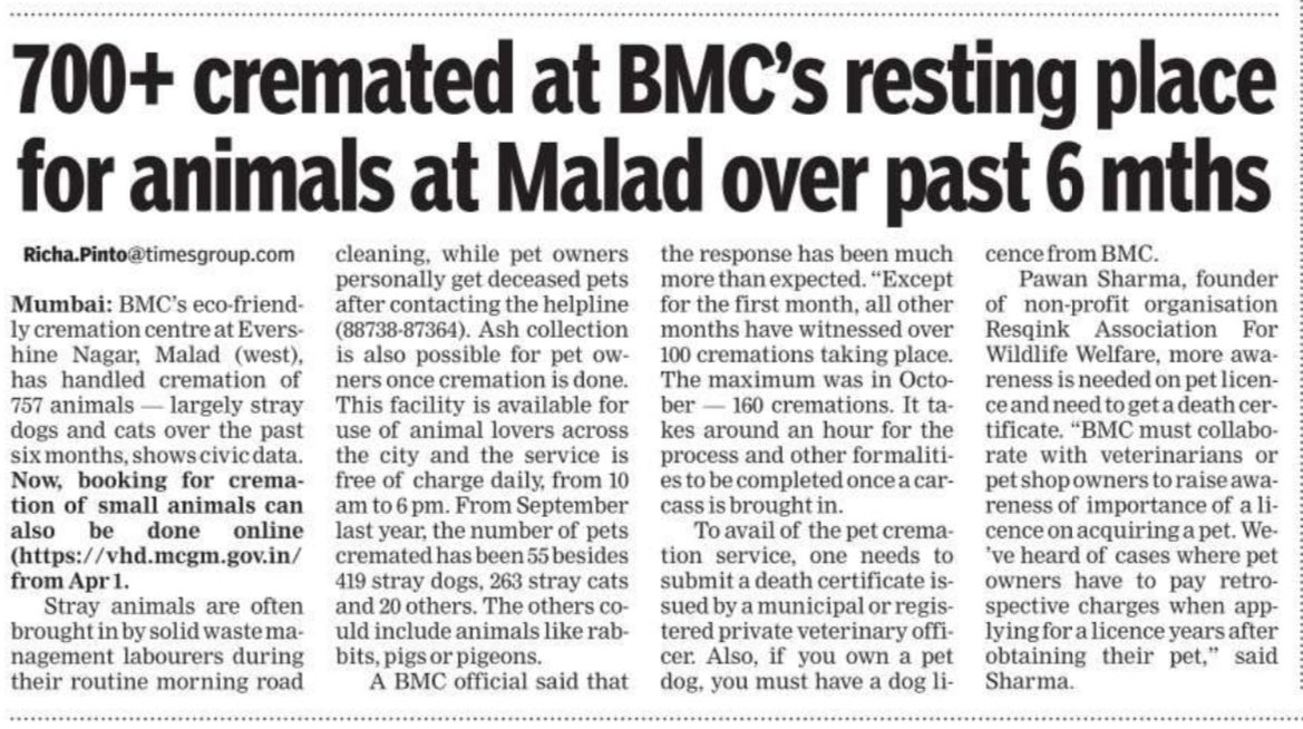 The @mybmc first crematorium for animals bids farewell to 700 plus in past six months timesofindia.indiatimes.com/city/mumbai/70…