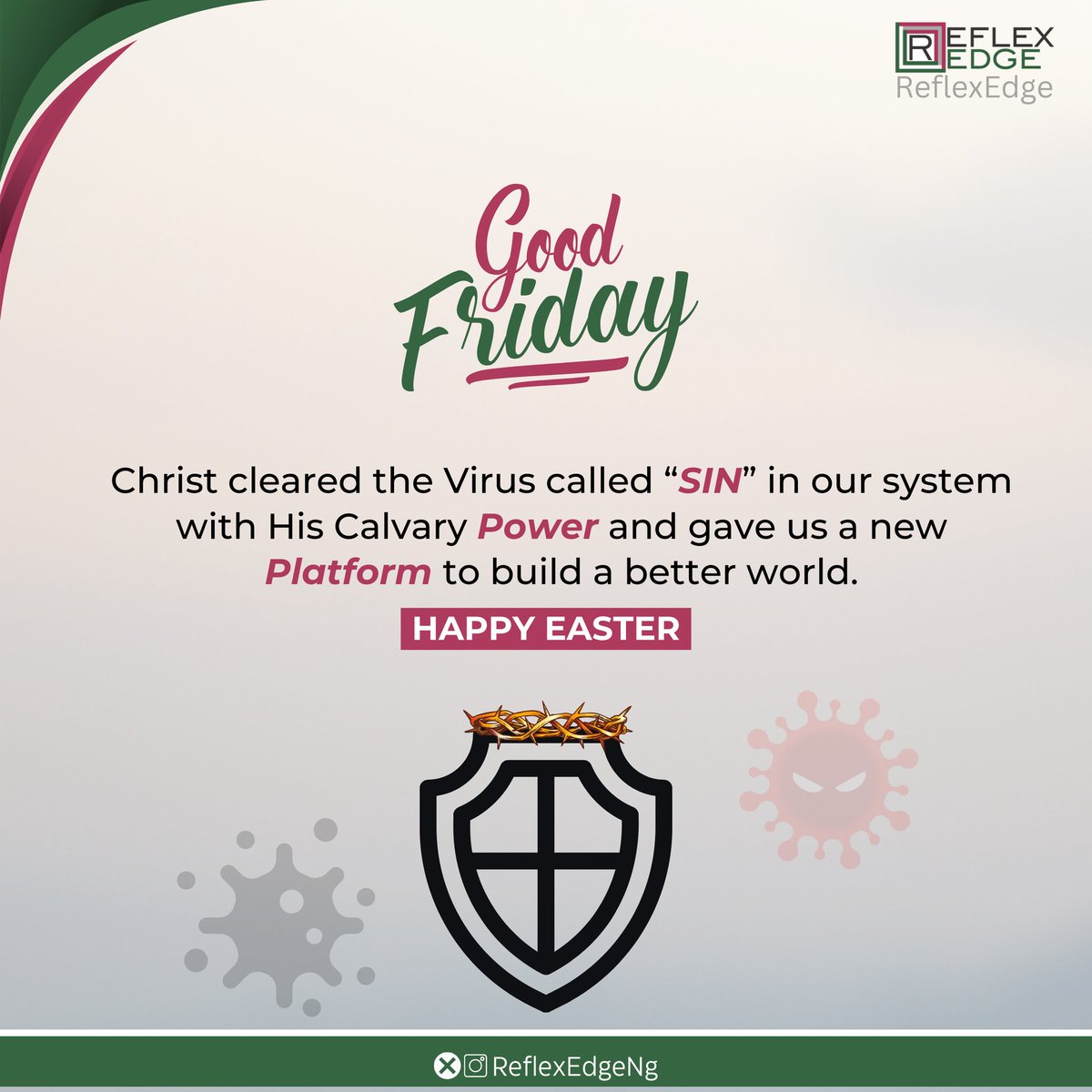 reflexedgeng's tweet photo. It's Good Friday βοΈ
His death on the cross wiped out our debts and He gave us a new Platform to build a better world.
Happy Easter!
#Easter
#goodfriday
#ReflexEdge https://t.co/Npnq5TRtQy