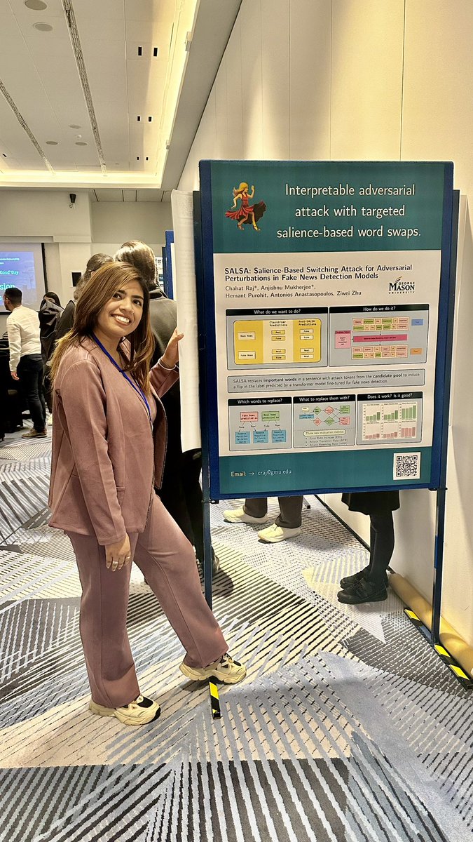 Presented our work <a href="/ecir2024/">ECIR2024</a> in Glasgow!

#SALSA 💃 Leveraging salience scores for crafting interpretable adversarial attacks in fake news detection models. Exciting discussions on enhancing AI robustness, (also ethics, fairness and biases)! 

Paper: dx.doi.org/10.1007/978-3-…