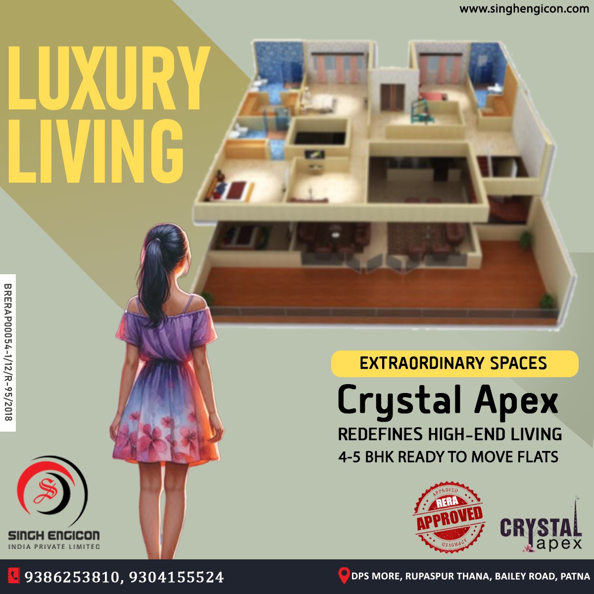 Live lavishly in extraordinary spaces at Crystal Apex. #HighEndLiving #DreamHome 

Call Us:- 9386253810, 9304155524
singhengicon.com
#Booknow 

#crystalapex  #SpecialFeatures #Apartments #property #home #singhengicon #3bhkflats #5bhkflats #Patna #Bihar