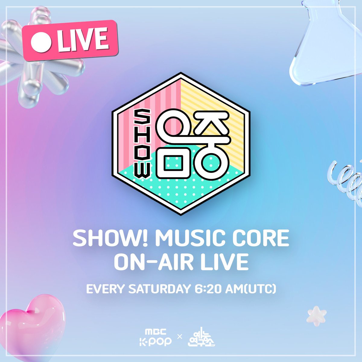 MBC_entertain's tweet photo. «Show! MusicCore» will be 🔴live-streamed tomorrow‼️

The streaming will be on Saturday(3/30) at
6:20 AM(UTC) / 3:10 PM(KST)✨

Feel free to join the live chat also!💬

LIVE🔗https://t.co/73PnHvHc1D

#ShowMusicCore #LiveStreaming @MBCMusicCore https://t.co/xl1BVrE0QI