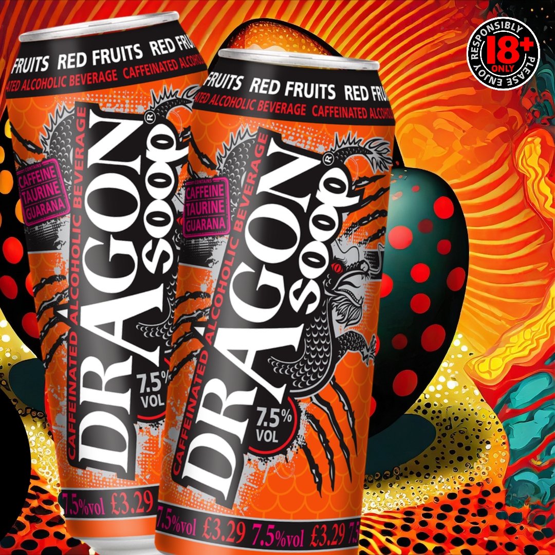 Dragon Soop Red Fruits, our eggstraordindary new flavour is out next week! Hop on over to your favourite stockist... >> dragonsoop.com/stockists #DragonSoop is 7.5% ABV with caffeine, taurine & guarana 18+ only. Please enjoy responsibly #EasterWeekend