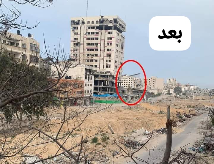 د غزې ښار زړه له اسرائيلي يرغل مخکې او وروسته. 
حسبنا الله و نعم الوکيل😢