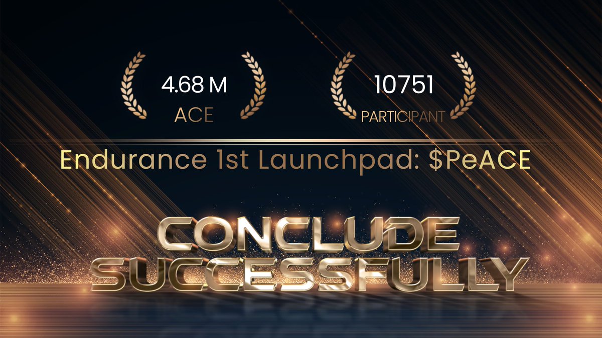 #1 Launchpad on Endurance : $PeACE has completed. with 4.68M ACE staked and 10,751 participants. ACE involved in staking will be returned before April 1st. The trading platform @tesseractworld for $PeACE and ACE Avatar will launch on April 1st, with more detailed rules to be…
