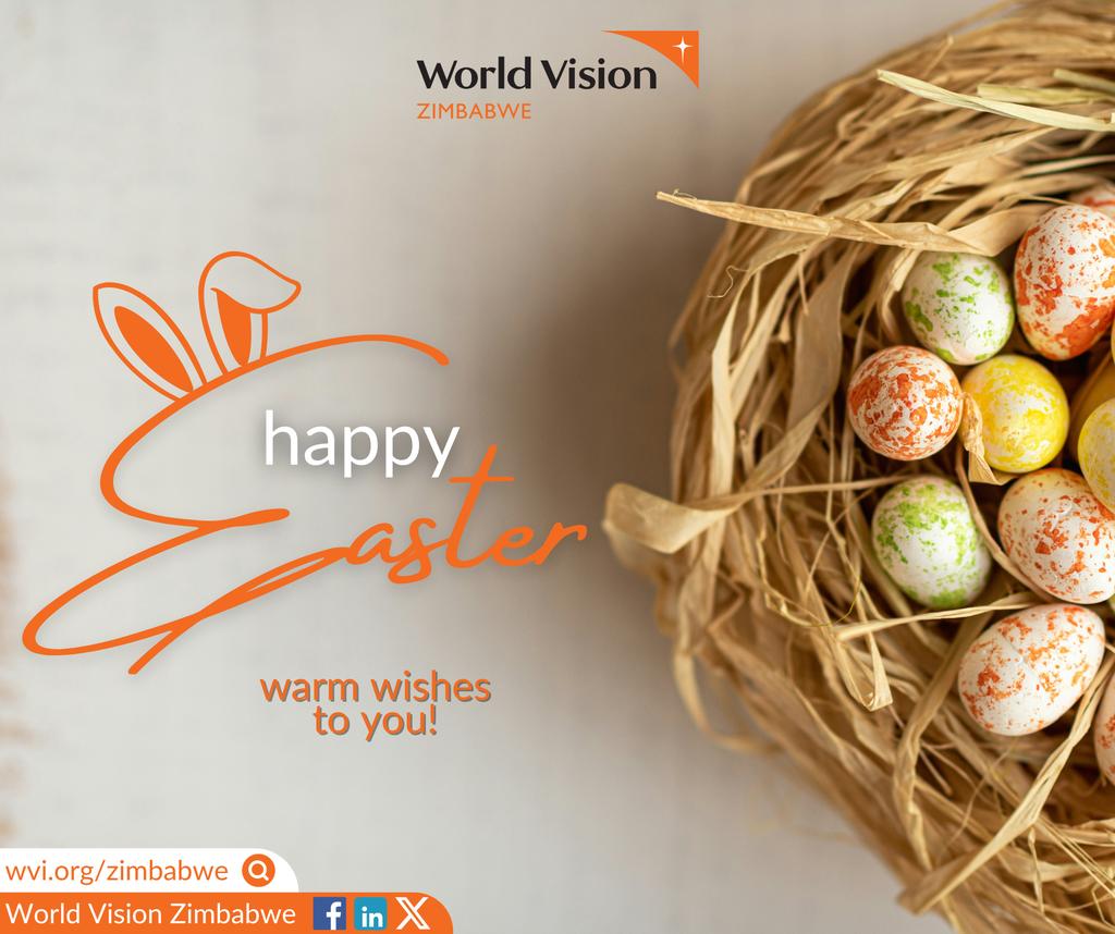 🐰🌼 Wishing everyone a joyful & blessed Easter! May this season of renewal & hope bring you moments of happiness & love. Let's celebrate together & spread kindness to those in need. Happy Easter from all of us at @WorldVision🇿🇼 🐣 #HappyEaster #Easter2024