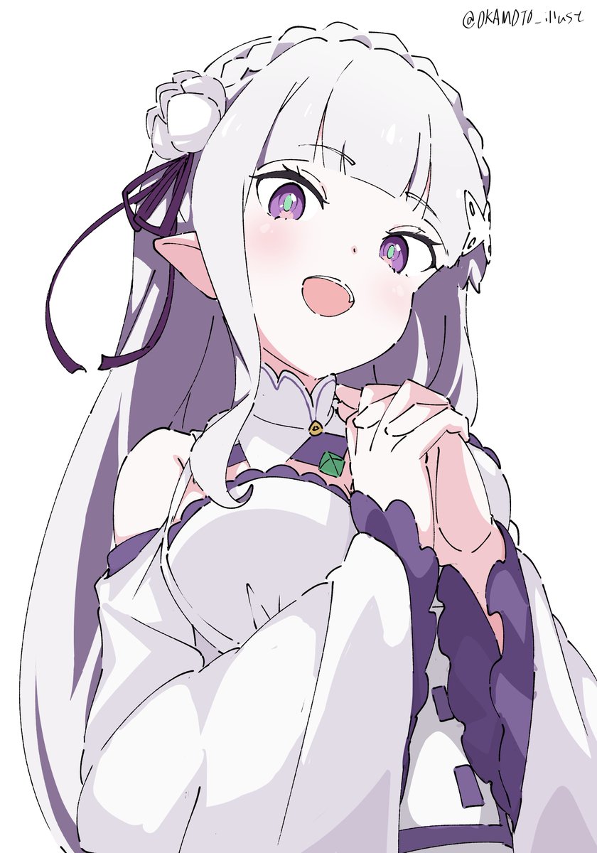 emilia (re:zero) 1girl solo long hair breasts looking at viewer blush smile  illustration images