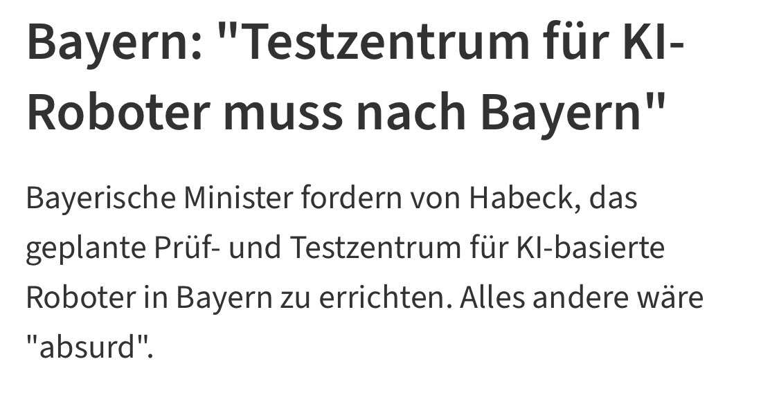 Andreas_Saw's tweet image. #Bayern sollte erstmal überlegen, es den jahrzehntelangen Schaden ihrer Verkehrsminister, ganz vorne #AndiScheuer, wiedergutmachen kann. Dann könnte man über die &quot;Bitte&quot;, nicht Forderung reden...
#KIRoboter