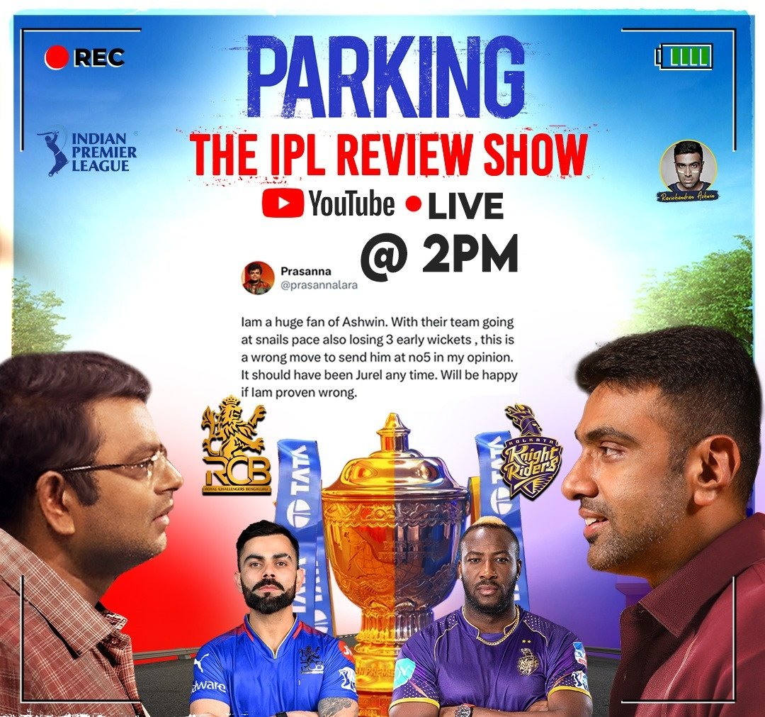 Hey guys, we go live at 2 pm. @ashwinravi99 is gonna interrogate @prasannalara on behalf of #CricketTwitter on his polarising tweets from recent times, you wouldn't wanna miss it any cost! 😂 youtube.com/live/KZgDSYGWC…