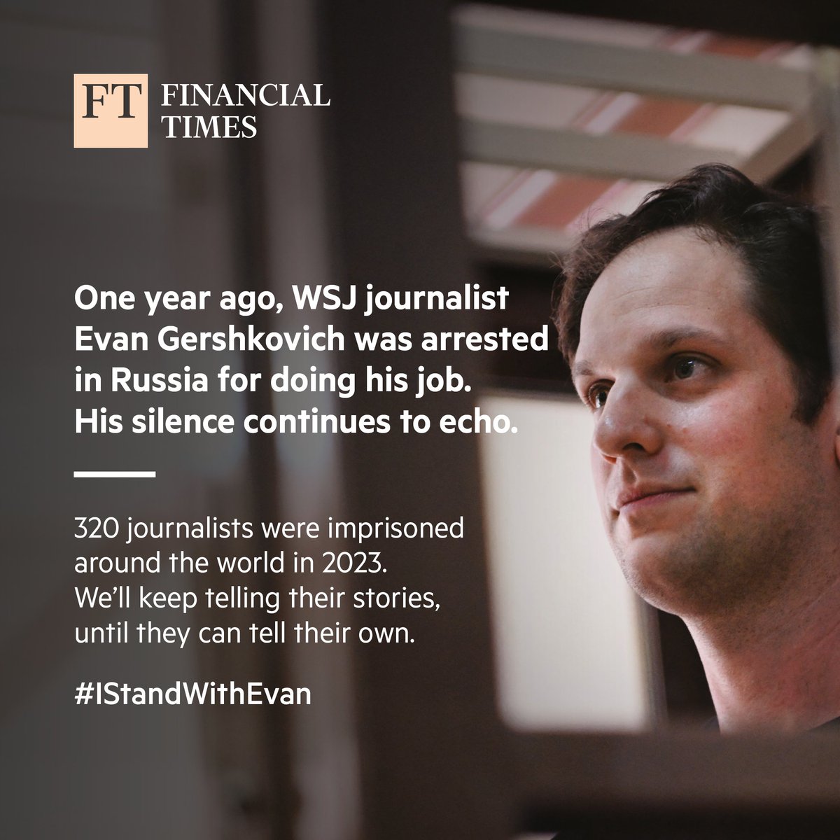 Today marks one year since WSJ journalist Evan Gershkovich was detained by Russia on March 29, 2023. #istandwithevan