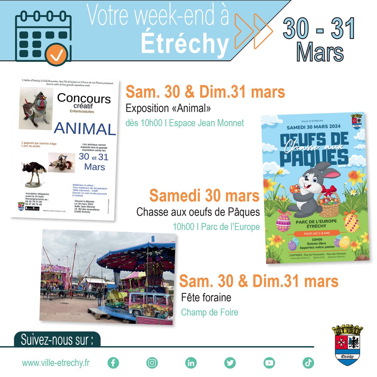 📆 Sur l'agenda du #weekend à #etrechy 👉 #exposition #chasseauxoeufs #pâques et #feteforaine