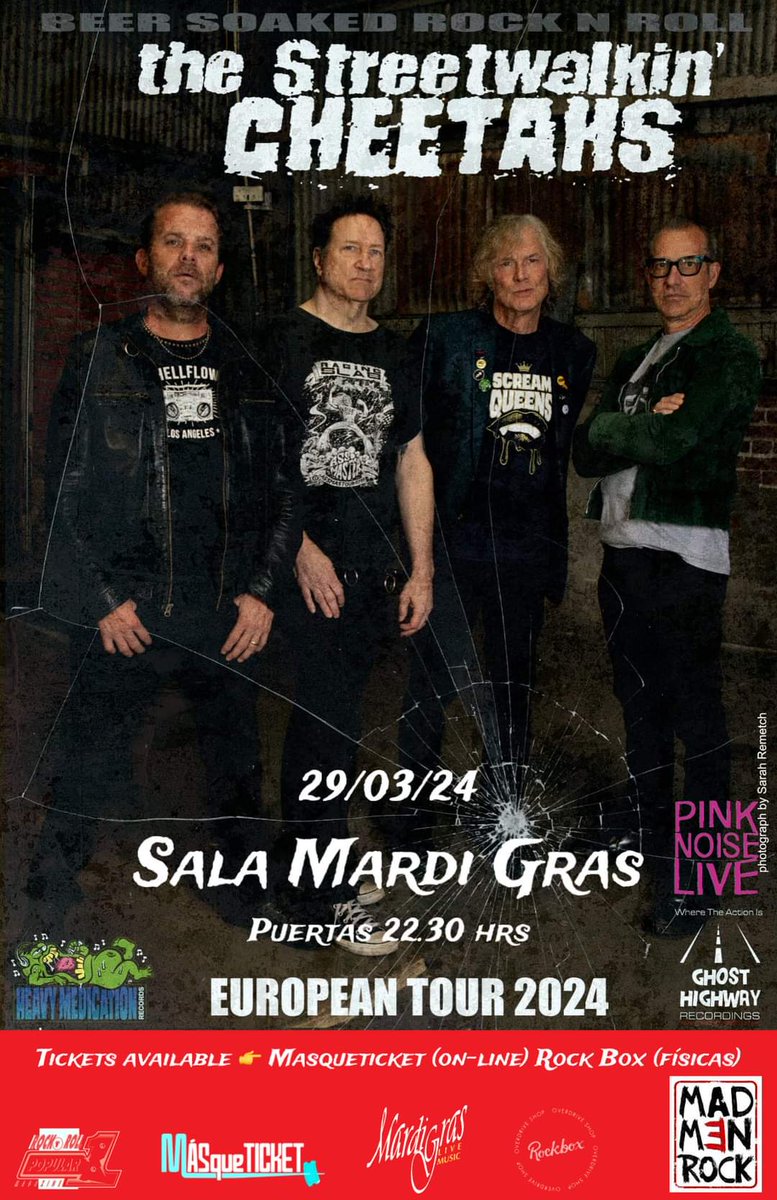 Si te gusta el Rock de guitarras sucias y melodías pegadizas,ven hoy a los californianos The Streetwalk Cheetahs! Reservas: entradasmardigras@gmail.com #Coruña #Coruna @CorunaTurismo @silcerino @copecoruna @RadioCoruna @vocescoruna @laopinioncoruna @idealgallego @OndaCeroCoruna