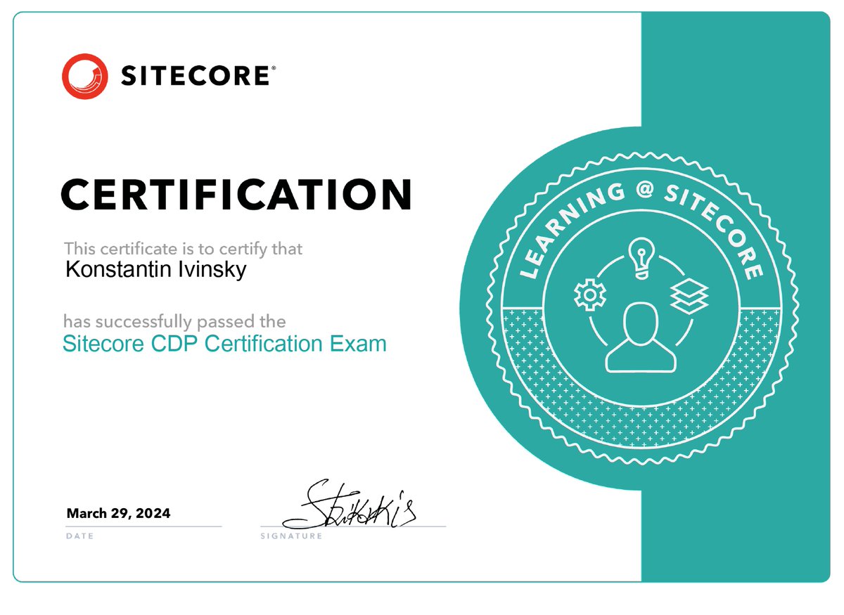 devpartnerbiz's tweet image. Day42, R4, #100DaysOfCode:  Happy to announce I&apos;ve successfully passed the #SitecoreCDP exam. It&apos;s indeed a milestone, yet one of many in my journey. Excited for the potential opportunities to apply these skills. #LifetimeLearner