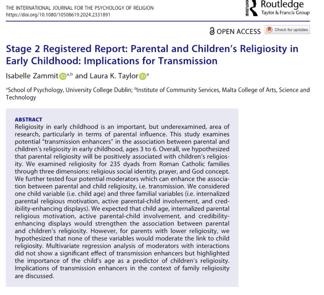 Isabelle Zammit (@isabellezammitb) on Twitter photo I'm thrilled to announce that our paper on religious transmission has been published - with <a href="/lauraktaylorPHD/">Laura K Taylor ππ</a> tandfonline.com/doi/full/10.10β¦ I'm thrilled to announce that our paper on religious transmission has been published - with <a href="/lauraktaylorPHD/">Laura K Taylor ππ</a> tandfonline.com/doi/full/10.10β¦