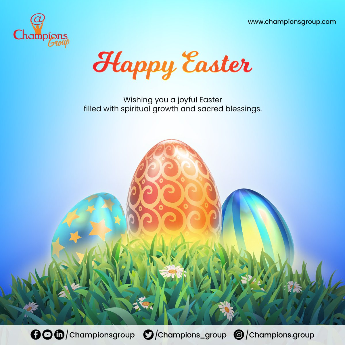 🌸🐣🌼 #HappyEaster from #ChampionsGroup! 🌟 Celebrate with loved ones, reflect on blessings, and may joy and peace fill your days. 🐰💖✨ #EasterJoy #Blessings 🌷🕊️