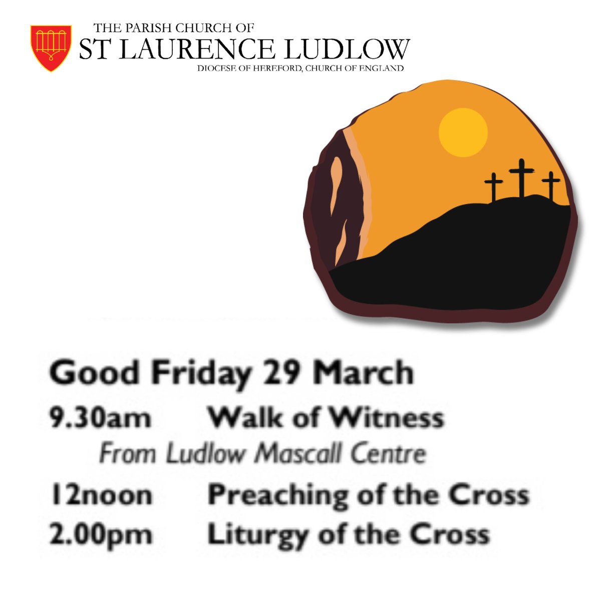 Good Friday is here, with many opportunities for worship - beginning at 9:30am with the Walk of Witness (starting at the Mascall Centre). (Please note: the church will be closed to general visitors between 11:45am-3pm, and the Shop & Icon Coffee are closed all day today.)