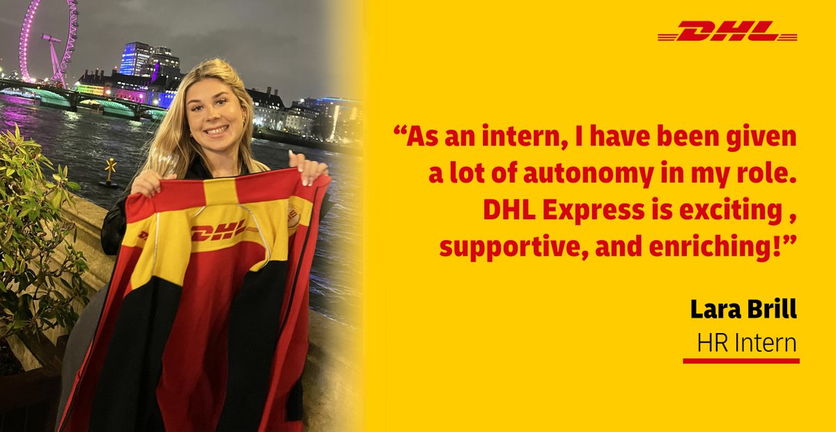 Highlighting our Intern who shared the best thing about her experience is the culture & support. “The ability to reach out to anyone in the business & receive a warm & welcoming response is my favourite aspect of DHL!” Well done to Lara, on your development & internship success!