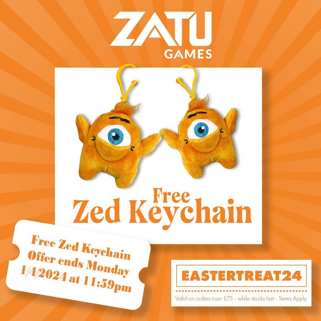 Easter Treat!! Get a free Zed Keychain when you spend over £75 use the code: EasterTreat24 Offer ends 1/4/2024 at 11:59pm #easter #zed #zatu #zatugames #eastertreat #free