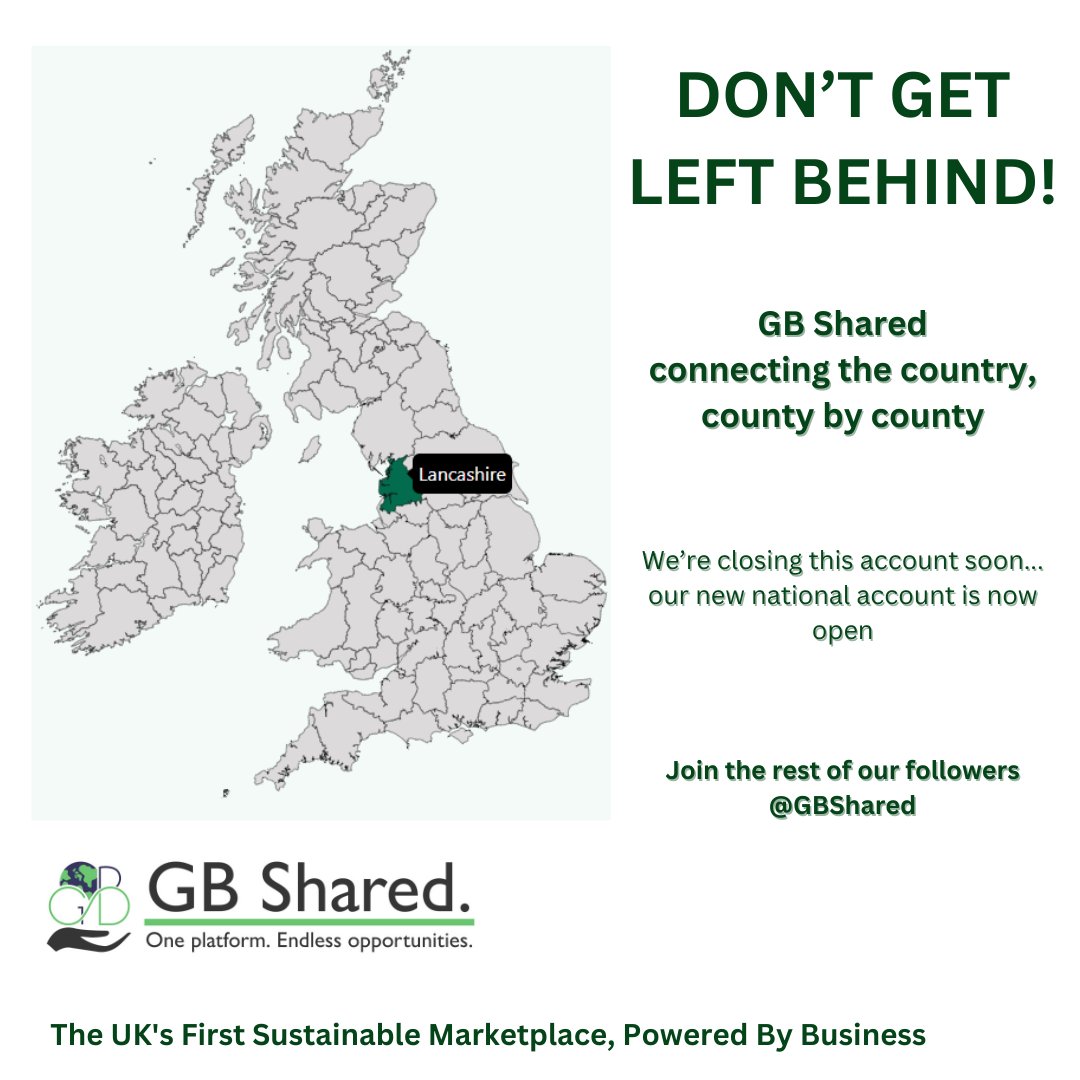 County by county, UK businesses have been busy sharing.... spreading from 1 county to 9. Now we embark on our national journey... We'll be closing this channel soon, don't stay here alone, follow us @gbshared instead.... gbshared.co.uk/?utm_campaign=…