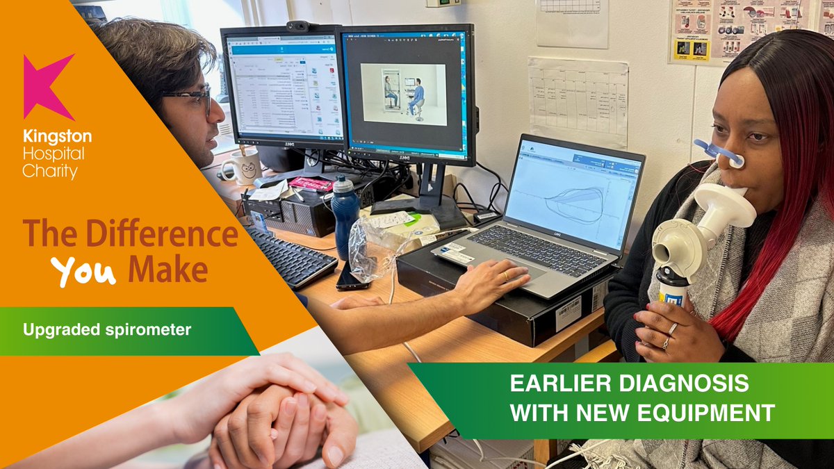 ** EARLIER DIAGNOSIS ** Patients with breathing difficulties will receive earlier diagnosis and treatment thanks to a new spirometer purchased with funds from Kingston Hospital Charity for Kingston Hospital’s Respiratory services. #KingstonHospitalCharity #kingstonhospital