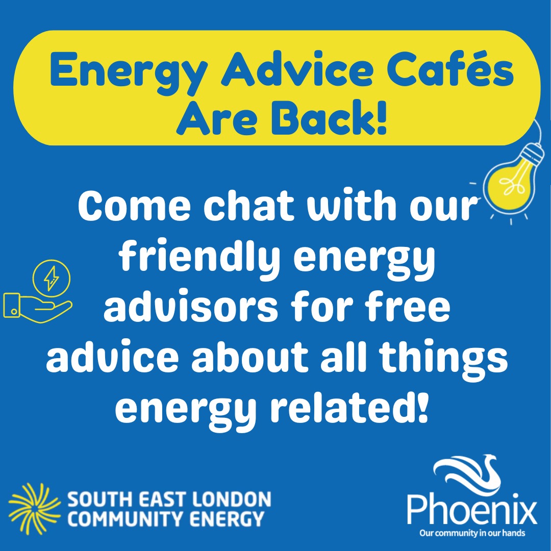 With rising energy costs on everyone’s mind, are you looking for advice about energy issues you may have? Phoenix & @SELonCommEnergy are hosting free advice drop-ins at The Green Man. For full details, dates & times of sessions please visit our website.👇 phoenixch.org.uk/energycafe2024