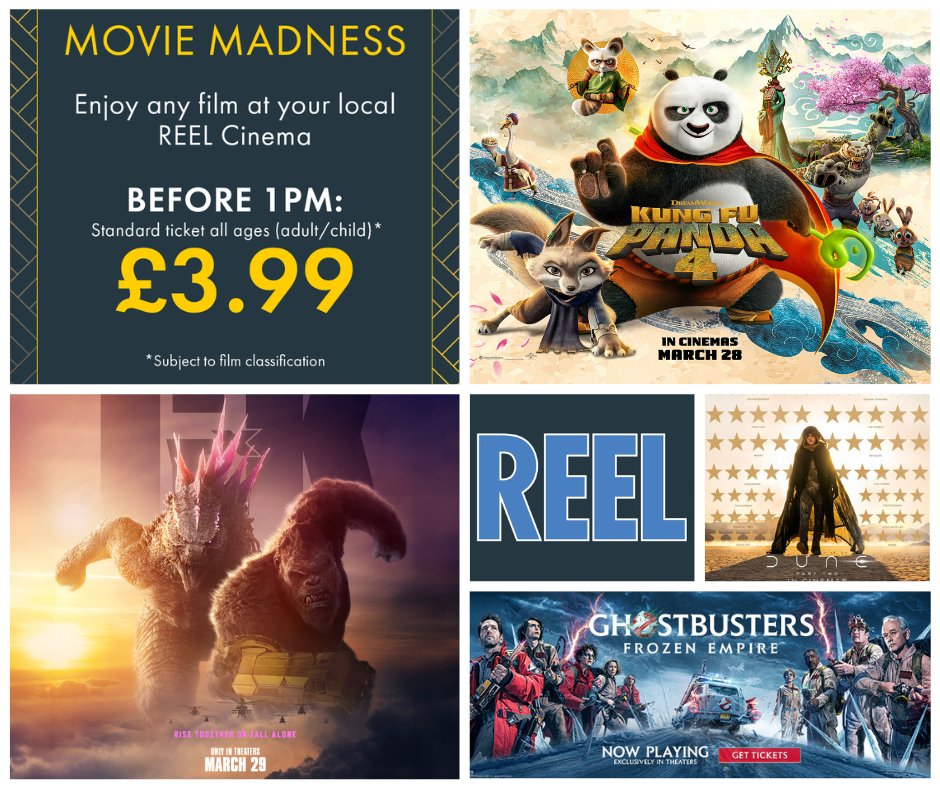 HAVE A 'REEL'Y' GREAT EASTER 🐤 - CHECK OUT THESE HIGHLY POPULAR MOVIES for EVRYONE TO ENJOY Don't forget MOVIE MADNESS - All movies before 1pm any day only £3.99 a ticket! See you at the 🎥 🍿 reelcinemas.co.uk