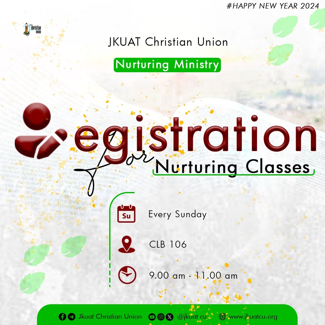 JKUATCU's tweet image. LET'S ALL REGISTER FOR NURTURING CLASSES 😊✨

KARIBUNI SANA NURTURING 😃✨🤝

#MakingDisciples
⛪️JKUAT CHRISTIAN UNION