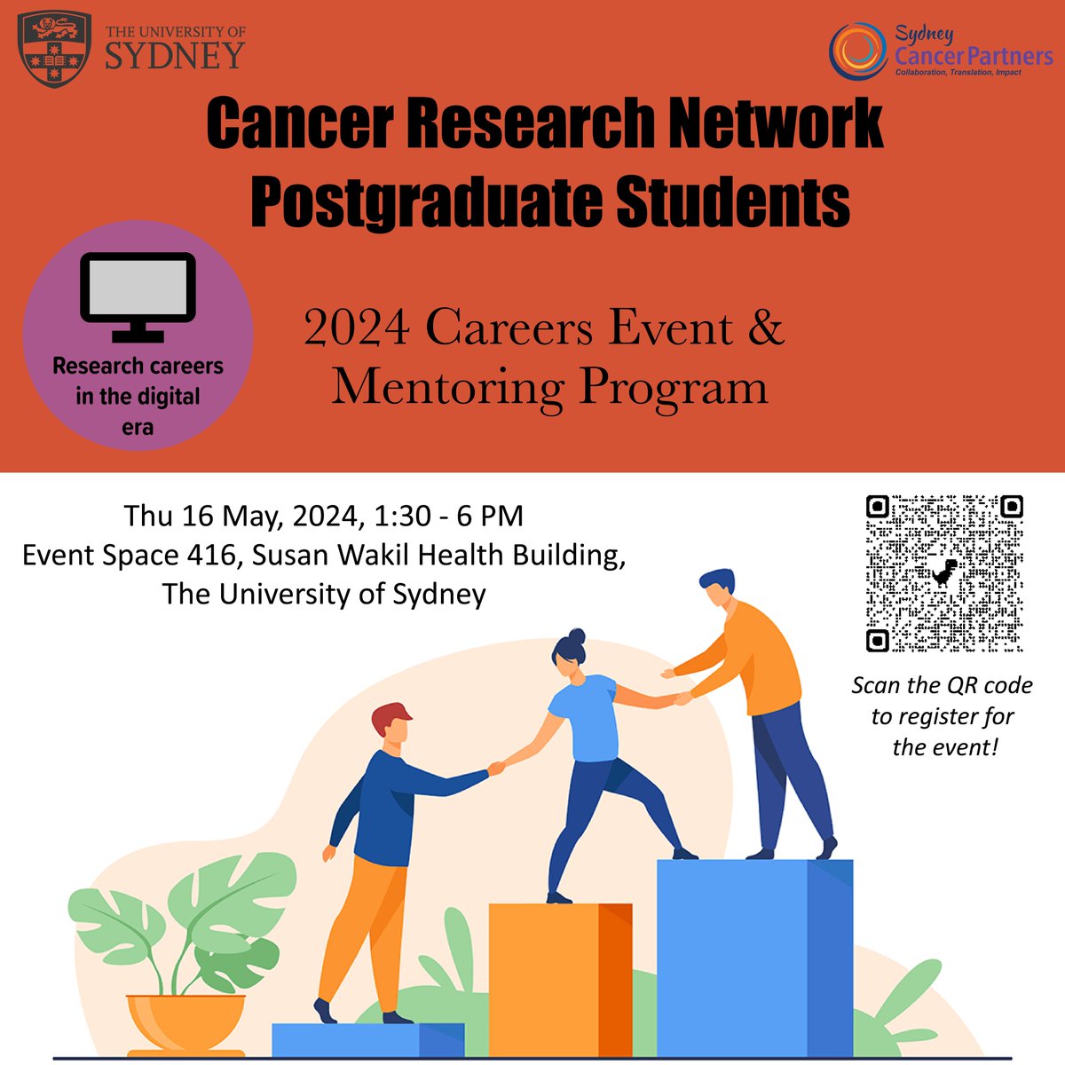 SydCancerNetwrk's tweet image. Last chance to register for the CRN mentoring program! Submit your EOI by April 5th and join us at the Careers Event &amp;amp; Mentoring Program on May 16th. @SydCancerPtnrs @syd_health #mentoring #CancerResearch #HDRstudents #USYD #FMH eventbrite.com.au/e/2024-crn-pos…
