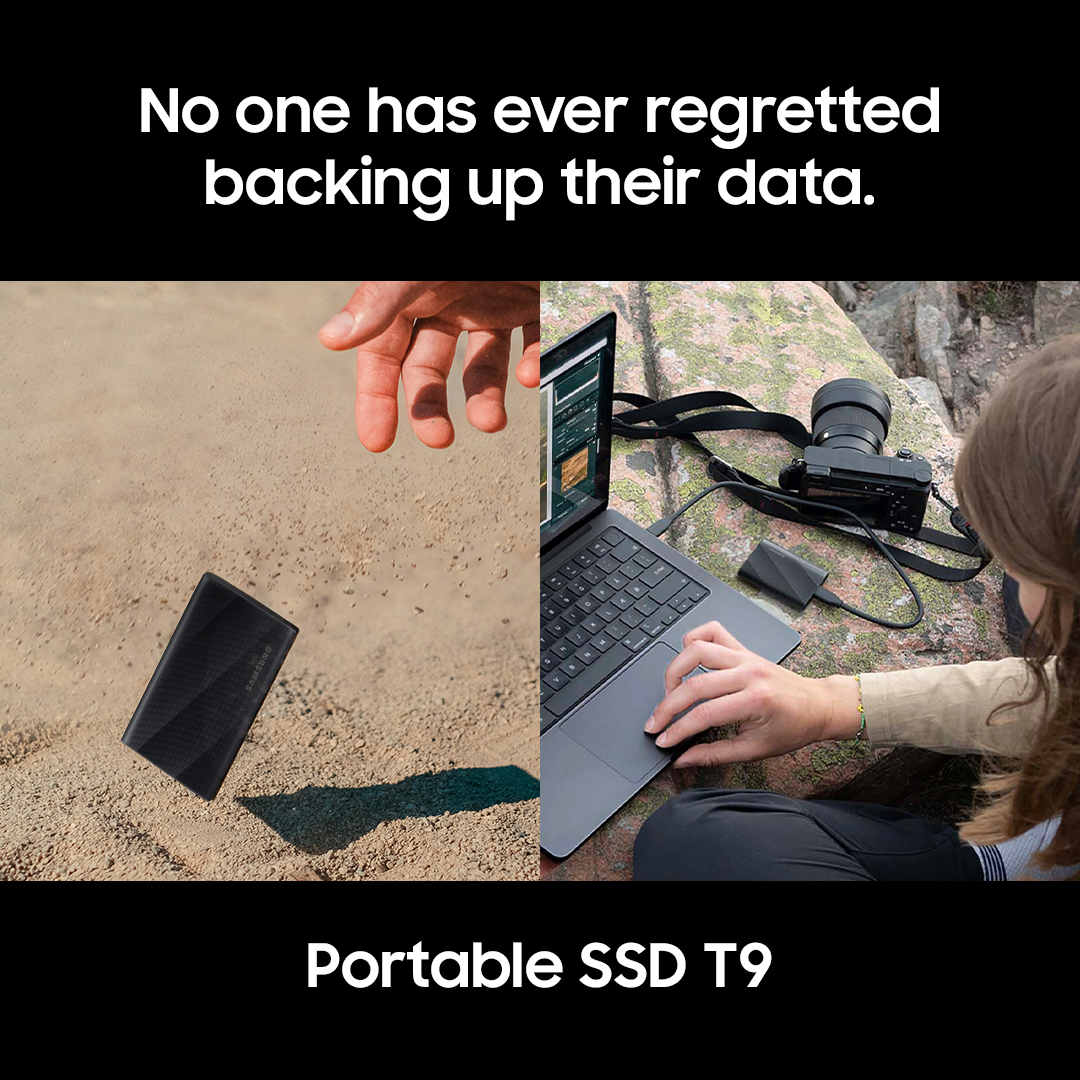 No one has ever regretted backing up their data, least of all on the blazing-fast and universally compatible 4TB #PortableSSD T9. So this #WorldBackupDay, save yourself some pain. Start backing up your data on #SamsungMemory today.​ ​ smsng.co/SSD