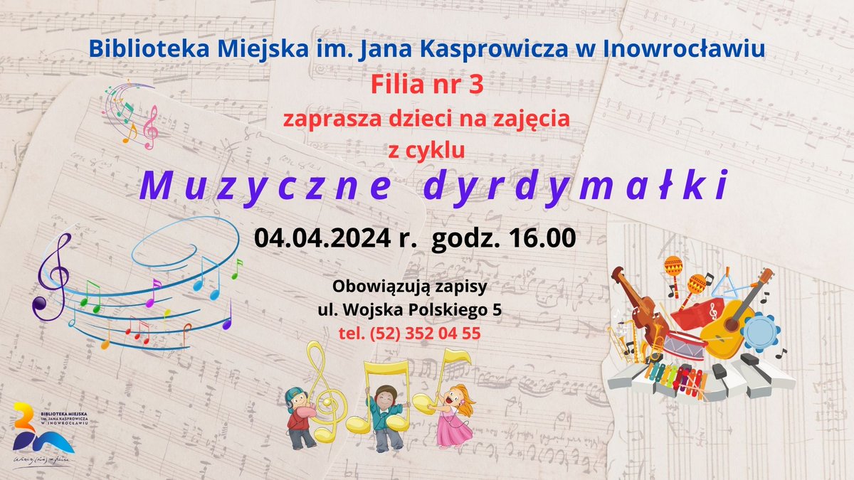 Muzyczne dyrdymałki - #bmjkinowroclaw #inowroclaw #biblioteka - jan-kasprowicz.bmino.pl/muzyczne-dyrdy…