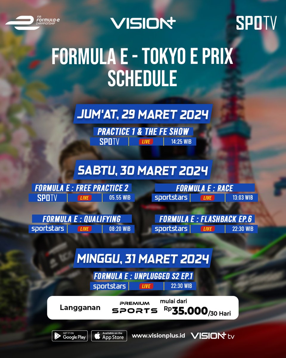 22 pembalap mobil balap listrik kursi tunggal akan kembali menguji adrenalin di Tokyo

Siapakah yang mampu menjadi yang tercepat di seri balapan kali ini?

Tonton LIVE di @visionplusid 

#FormulaE #FormulaEdiVisionPlus #VisionPlusSports #SPOTV #SportsdiVisionPlus