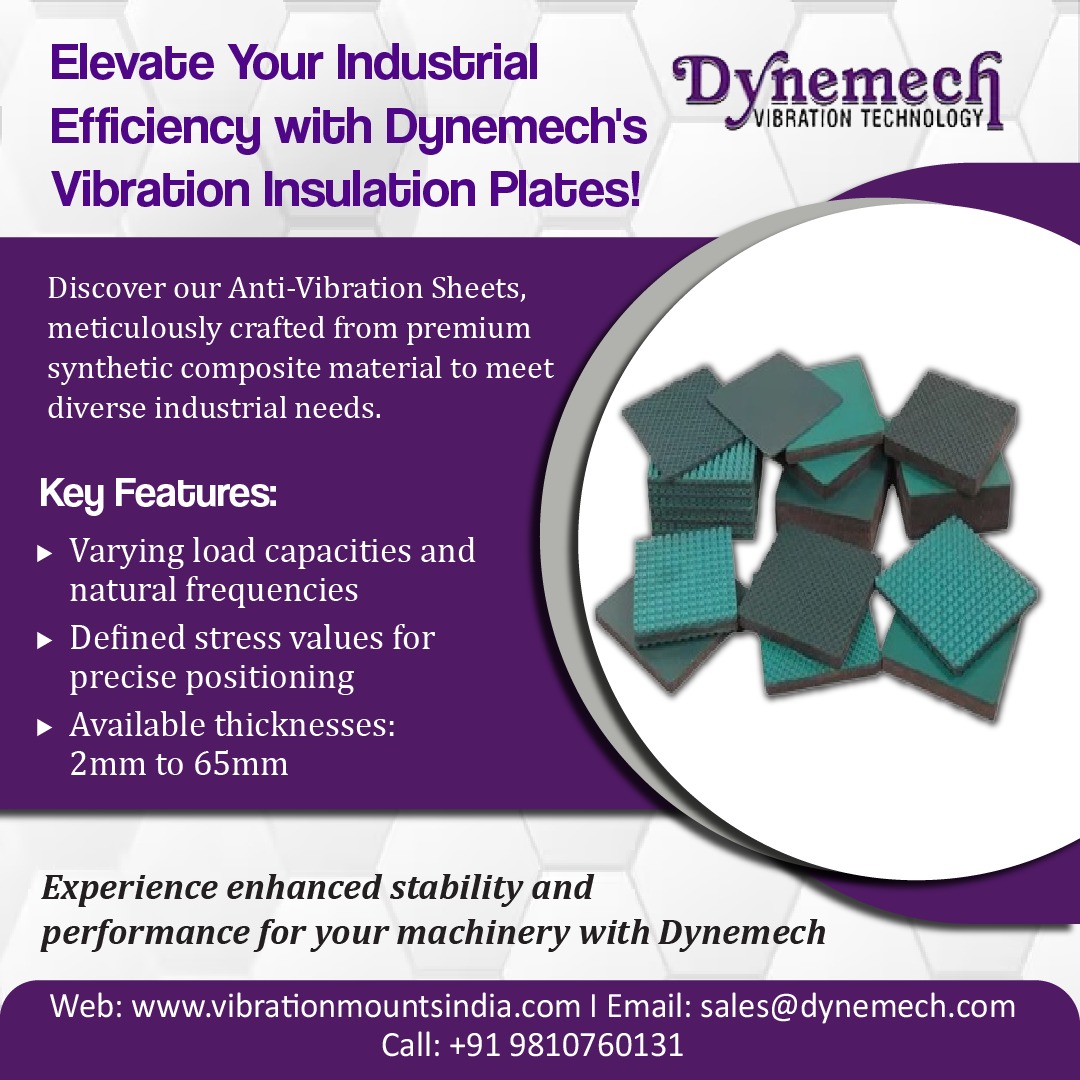 Enhance Performance and Productivity with Dynemech Anti Vibration Insulation Plates
#VibrationControl, #ProductivityBoost, #IndustrialSolutions, #DynemechPerformance, #VibrationIsolation,