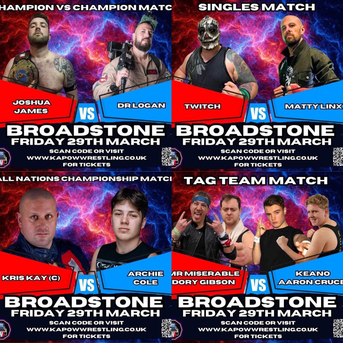 #tonight in #broadstone near #poole #dorset we have a stellar line up of matches for you. @joshuajames_jj vs @wrestling_ghostbuster in a championship showdown. So much more for you this #goodfriday #wrestling #wrestler #wwe #tna #aew #familyfun