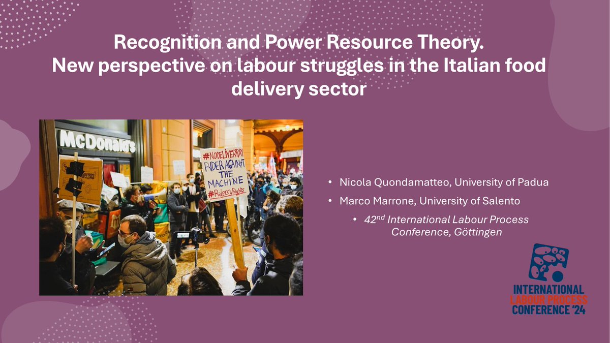 next week i'll have the opportunity to participate in the 42nd International Labour Process Conference, in Göttingen. it will be my third time in Ilpc, after Padua (2022) and Glasgow (2023). I'll present two contributions: a) one co-authored with <a href="/MarcoMarrone87/">Marco Marrone</a> on labour 1/2