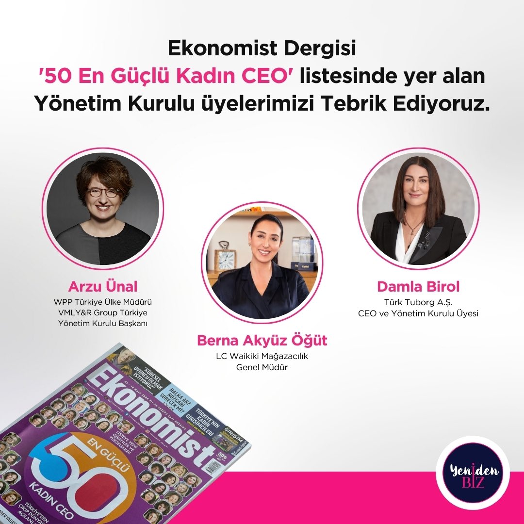 Ekonomist Dergisi’nin hazırladığı '50 En Güçlü Kadın CEO' listesinde değerli yönetim kurulu üyelerimiz yer alıyor. Kendilerini Tebrik Ediyoruz. #yenidenbiz #hazinelerigünışığınaçıkarıyoruz