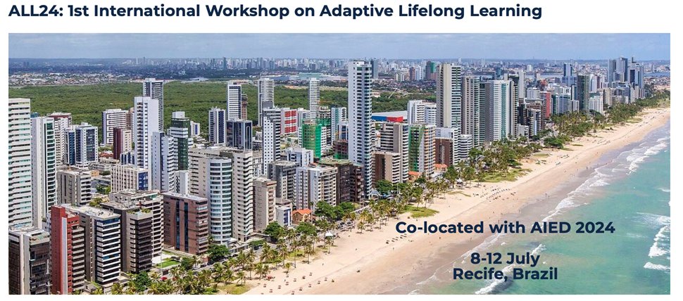 🎉 We are excited to announce the Call for Papers for the workshop on “#AdaptiveLifelongLearning” to be held in Recife, Brazil in July 2024 (with online option) at the Artificial Intelligence in Education (<a href="/AIEDconf/">AIED</a>) Conference in 2024. lnkd.in/eHX6xRqg