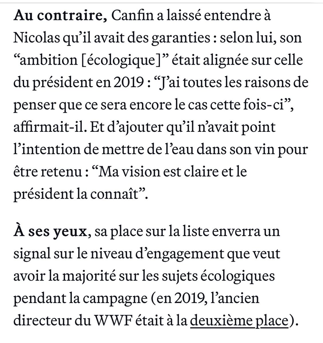 Pascal Canfin dit avoir « toutes les raisons de penser » que « l’ambition écologique » d’E. Macron est toujours alignée sur la sienne et qu’il ne fera donc « pas de la figuration » sur la liste Renew pour les européennes, @nicolas_camut et @AnthLattier, dans Playbook ce matin.