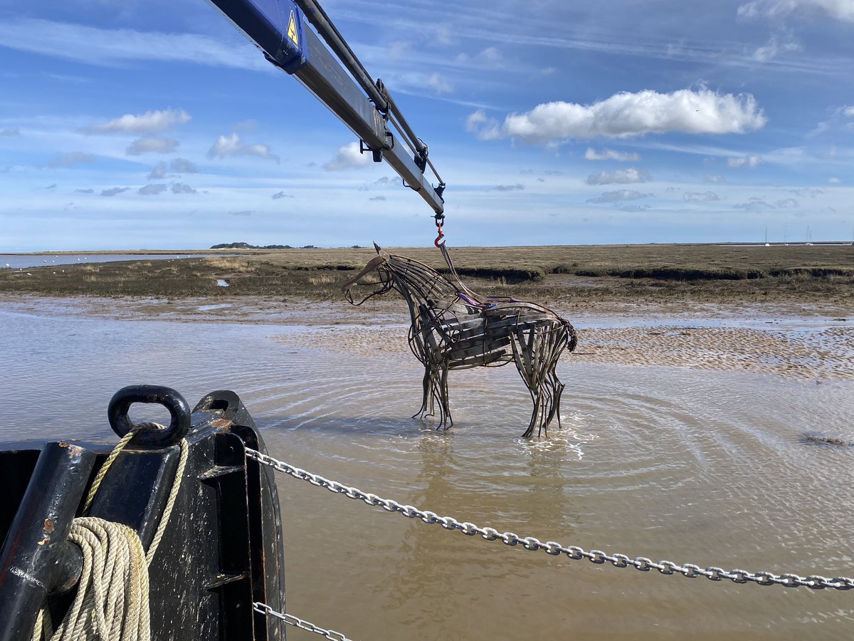 The #PortofWells lifeboat horse is back out on the sands, & keeping watch over the harbour. #WellsNexttheSea #NorthNorfolkCoast