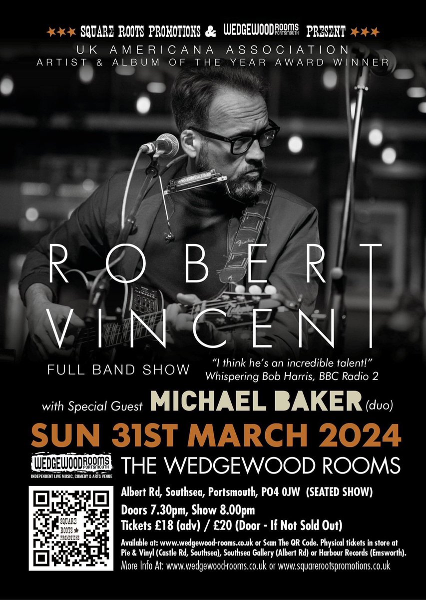 If you like a bit of Americana music and haven’t seen @RobVincentMusic live, he’s on in Portsmouth this weekend and he’s brilliant. C : ) xx