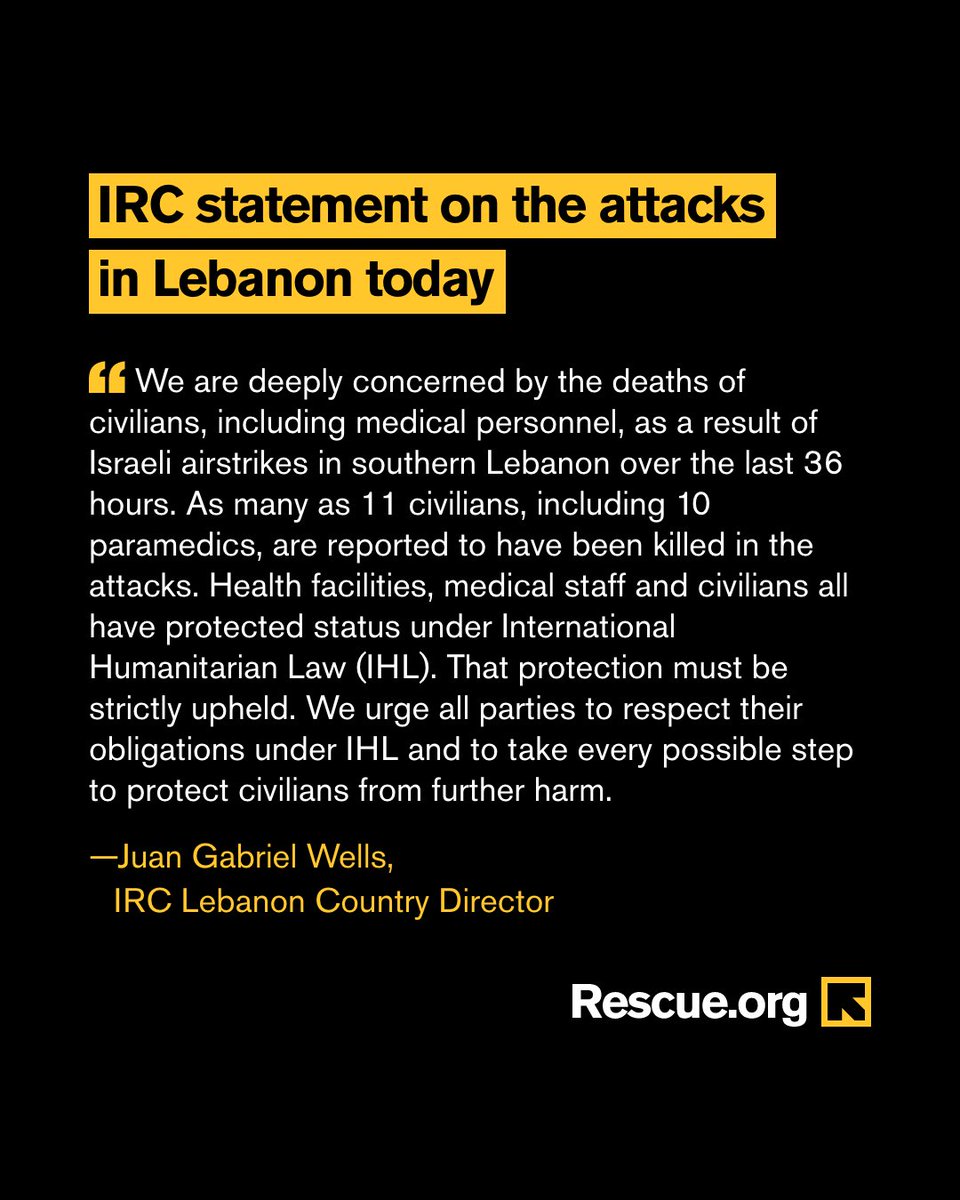 IRC's reaction to the recent attacks in southern #Lebanon.