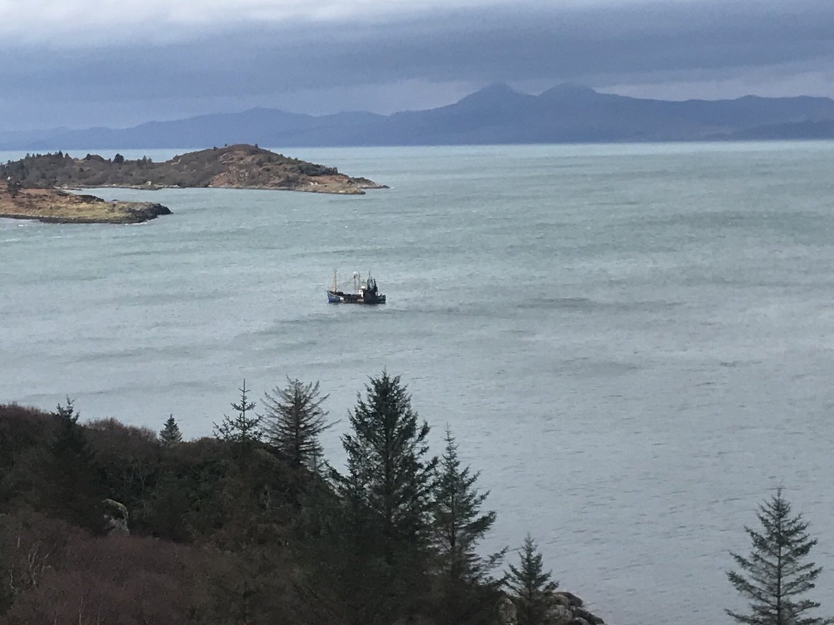 1/3 Right now this Isle of Man scallop dredger is legally ploughing up and down in the sound of Jura. It and two others are at it day and night, filling their boots before the seasonal closure starts on the 1st of April. The damage they cause can take decades to recover.