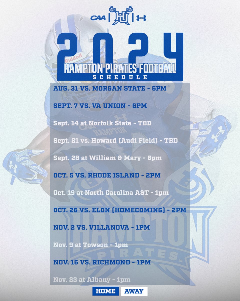 Here are Game Times and Schedule Updates for the 2024 Season! #WeAreHamptonU