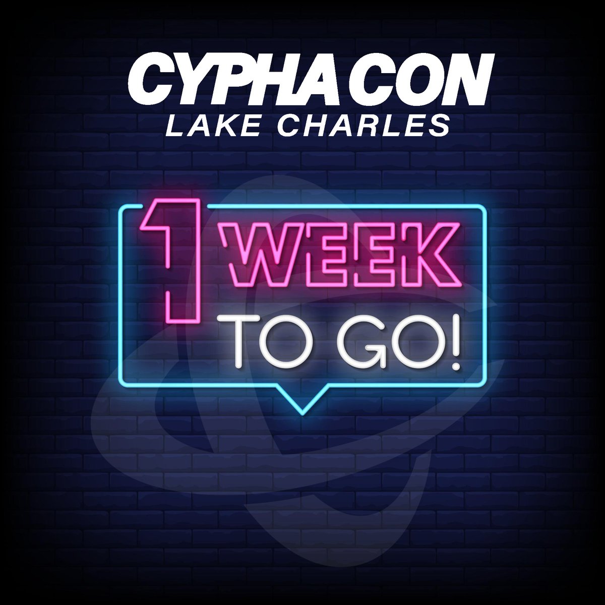 The Countdown is NOW! 7 Days until CYPHACON 2024!!! Please follow our official CYPHACON 2024 Event Page fb.me/e/1i63x7d1W CYPHACON takes place April 5th-7th, 2024 at the Lake Charles Event Center in Lake Charles Louisiana.